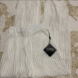 ZAFUL Drawstring Crochet Cover-up Straight Pants